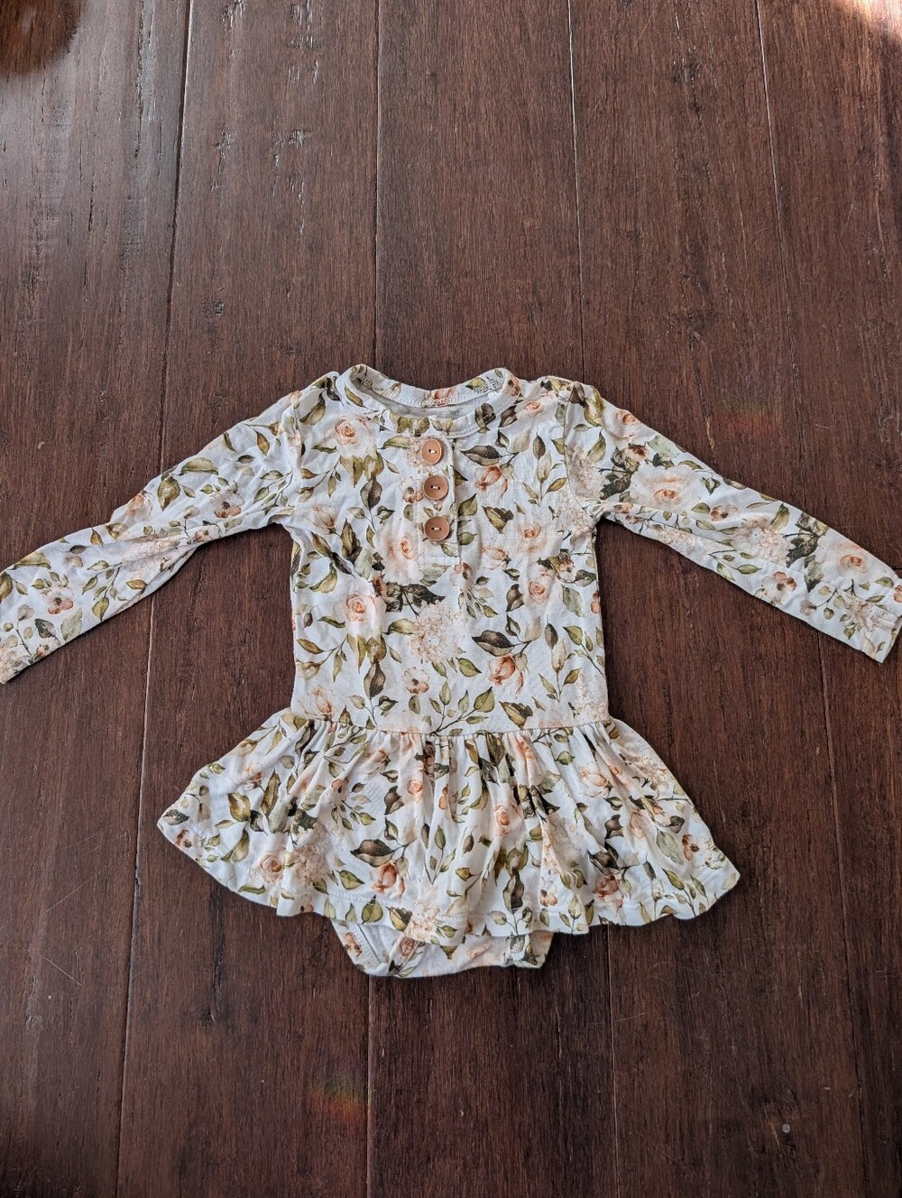 Posh Peanut Katherine Henley Floral Skirted Twirl Bodysuit 3-6 Months